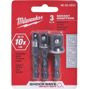 Milwaukee Shockwave 3-Piece 1/4" Hex Socket Adapter Set 48-32-5033