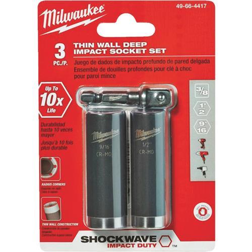 Milwaukee Shockwave 3-Piece Thin Wall Deep Impact Driver Set 49-66-4417