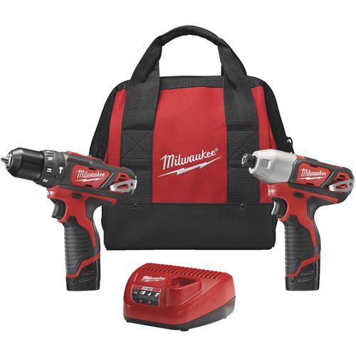 Milwaukee M12 Li-Ion Hammer Drill & Impact Cordless Tool Combo Kit 2497-22