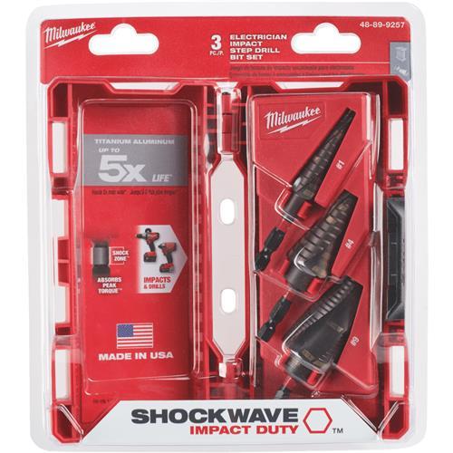 Milwaukee Shockwave Impact Duty 3-Piece (1 4 9) Step Drill Bit Set 48-89-9257