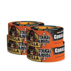 Gorilla Tape, Black Tough & Wide Duct Tape, 2.88" x 30 yd, Black, (Pack of 4)