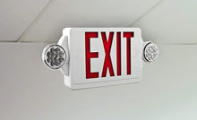 Load image into Gallery viewer, Lithonia Lighting LHQM R M6 LED Thermoplastic Casing Emergency Exit Sign With 2-Round Head Lamp, 180 Lumens, 120 Volts, 4 Watts, Red