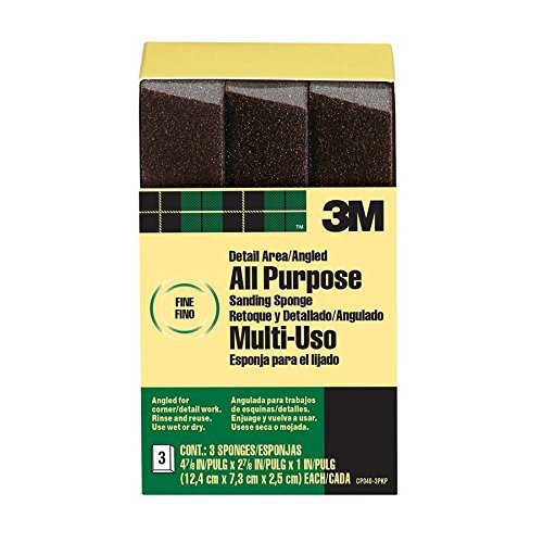 3M CP040-12-CC 4.875 by 2.875 by 1 Inch Sanding Sponge Single Angle, Fine grit (3-Pack)
