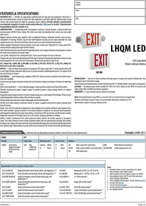 Lithonia Lighting LHQM R M6 LED Thermoplastic Casing Emergency Exit Sign With 2-Round Head Lamp, 180 Lumens, 120 Volts, 4 Watts, Red