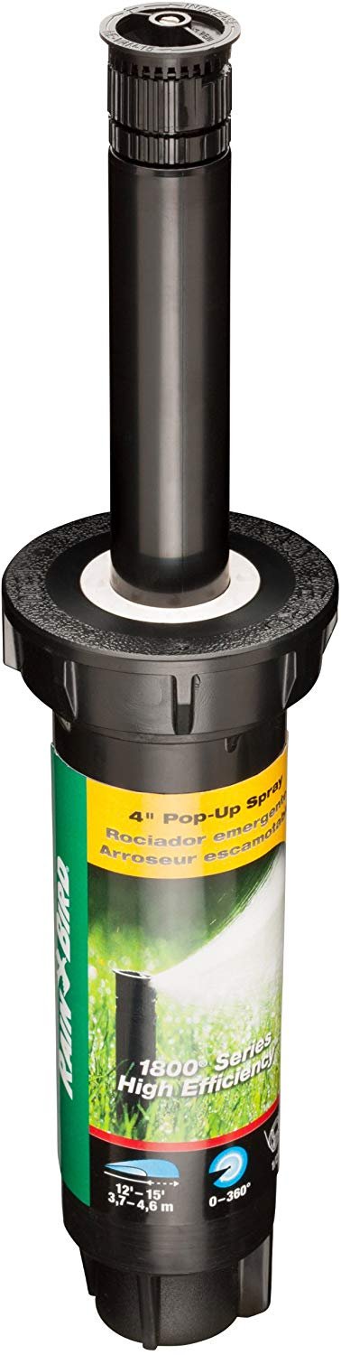 Rain Bird 1804HEVN15 High Efficiency Professional Pop-Up Sprinkler, Adjustable 0° - 360° Pattern, 8' - 15' Spray Distance, 4