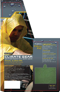 CLC Rain Wear R10410 .10MM PVC Poncho - Yellow Large