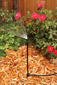 Rain Bird MSSTKTQ1S Drip Irrigation Micro-Spray on Adjustable Height Staked Riser with 1/4" Tubing and Barbed Coupler, 90° Quarter Circle Pattern, 0 - 10' Spray Distance