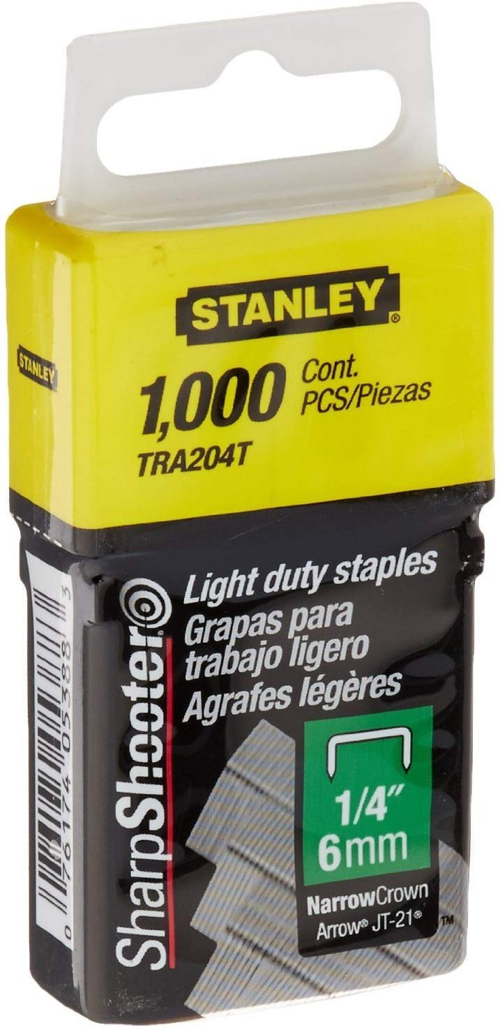 Stanley Tra204T 1/4 Inch Light Duty Narrow Crown Staples, Pack of 1000 (4 pack)