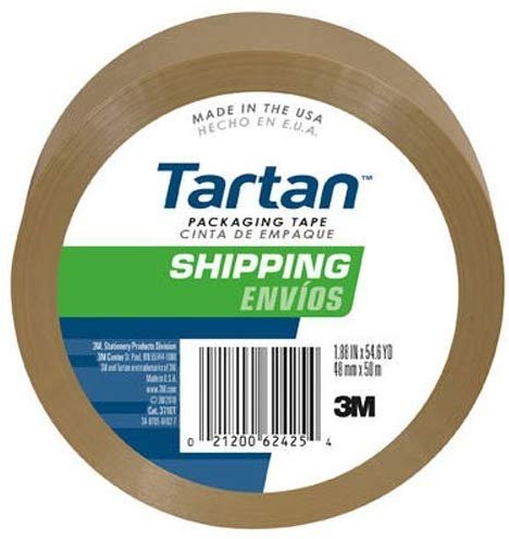 Tartan Box Sealing Tape, 1.88 x 54.6 Yards, Tan (3710T)