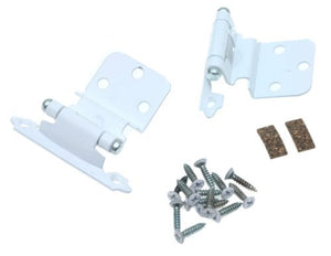 3/8in (10 mm) Inset Self-Closing, Face Mount White Hinge - 2 Pack