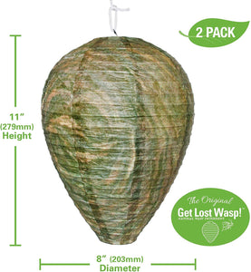 FMI Brands Inc. Original Get Lost Wasp Natural and Safe Non-Toxic Hanging Wasp Deterrent - for Wasps Hornets Yellowjackets, 2-Pack Effective Eco-Friendly Decoy Repellent