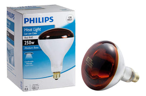 Philips 415836 Heat Lamp Bulb 250-Watt R40 Red 4 Pack