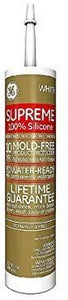 GE Supreme 100% Silicone 30 Min. Water-Ready caulk, 10.1 oz cartridge, White (M90007)