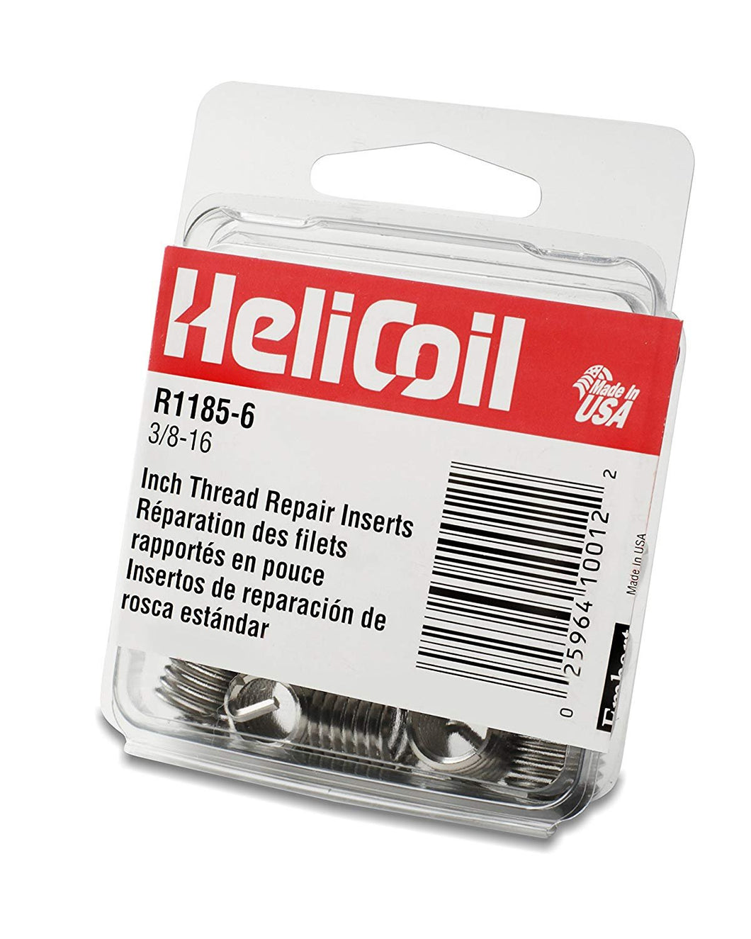 Heli-Coil R1185-6 Helical Insert, 304SS, 3/8-16, PK12