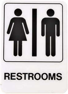 HY-KO Products D-23 RESTROOMS Info Graphic Plastic Sign, 5" x 7", Black/White