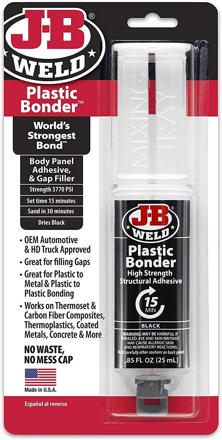 J-B Weld 50139 Plastic Bonder Body Panel Adhesive and Gap Filler Syringe - Dries Black - 25 ml (2)