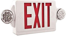 Load image into Gallery viewer, Lithonia Lighting LHQM R M6 LED Thermoplastic Casing Emergency Exit Sign With 2-Round Head Lamp, 180 Lumens, 120 Volts, 4 Watts, Red