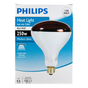 Philips 415836 Heat Lamp Bulb 250-Watt R40 Red 4 Pack