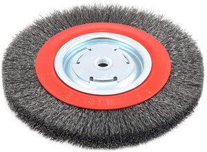 Forney 72762 Wire Bench Wheel Brush, Wide Face Coarse Crimped with 1/2-Inch and 5/8-Inch Arbor, 8-Inch-by-.014-Inch