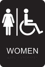 Load image into Gallery viewer, HY-KO Products DB-2 WOMEN HANDICAP ACCESABLE Braille Sign 6 IN x 9 IN White/Black