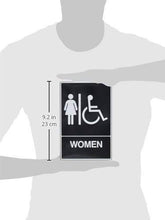 Load image into Gallery viewer, HY-KO Products DB-2 WOMEN HANDICAP ACCESABLE Braille Sign 6 IN x 9 IN White/Black
