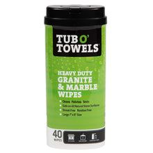 Load image into Gallery viewer, Tub O Towels TW40-GR Granite And Marble Cleaning, Polishing, Sealant All-In-One Wipes (Tub of 40 Wipes)