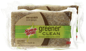 Scotch-Brite Greener Clean Non-Scratch Scrub Sponge, 3/Pack [Set of 2]
