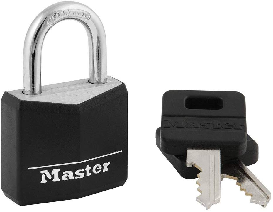 Master Lock 131D Covered Aluminum Keyed Padlock, 1 Pack, Black