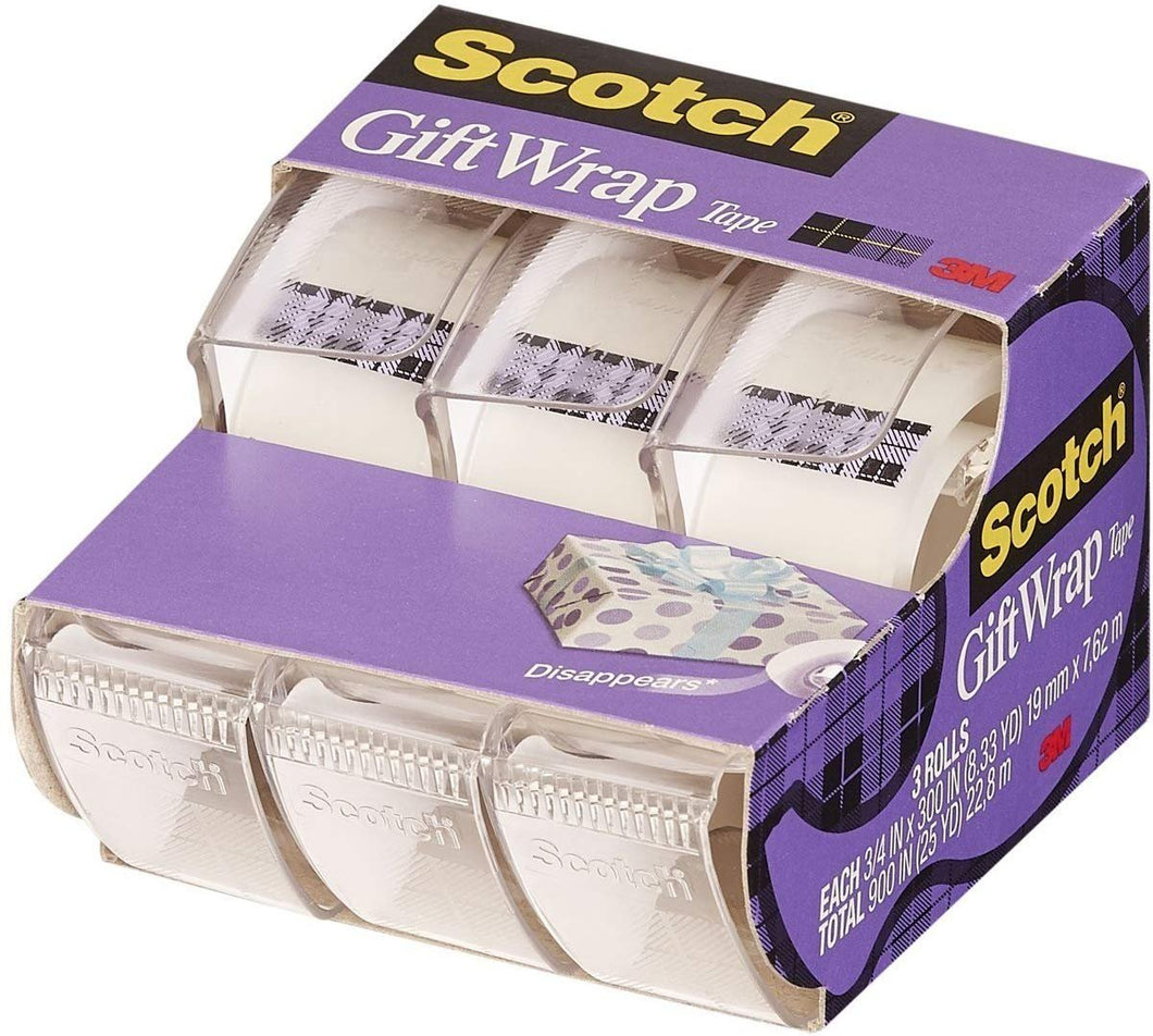 Scotch Giftwrap Tape 3/4inx300in 3 ct (2 Pack)