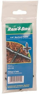 Rain Bird BT25/10PS Drip Irrigation Universal 1/4" Barbed Tee Fitting, Fits All Sizes of 1/4" Drip Tubing, 10-Pack