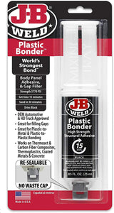 J-B Weld 50139 Plastic Bonder Body Panel Adhesive and Gap Filler Syringe - Black - 25 ml