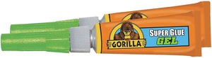 Gorilla Super Glue Gel, Two 3 Gram Tubes, Clear