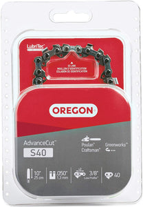 Oregon S40 AdvanceCut 10-Inch Chainsaw Chain, Fits Craftsman, Poulan, Remington