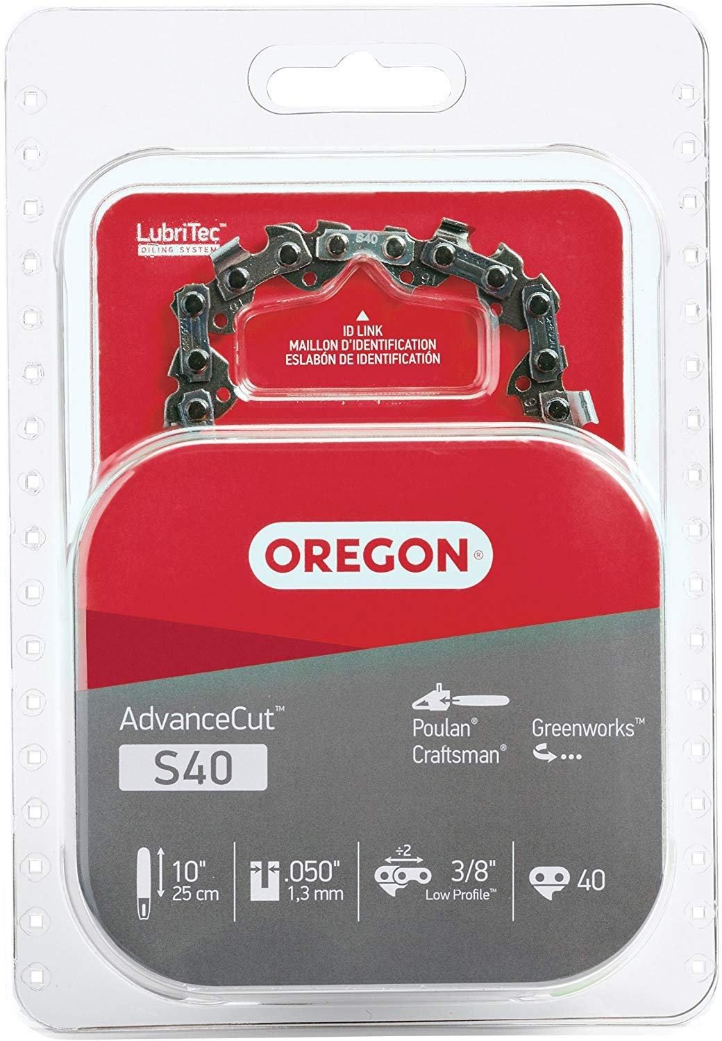 Oregon S40 AdvanceCut 10-Inch Chainsaw Chain, Fits Craftsman, Poulan, Remington