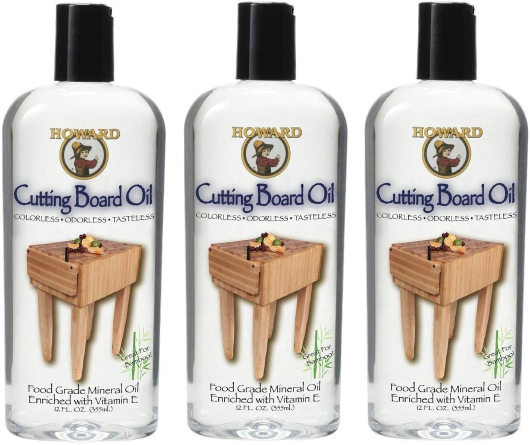 Howard Products BBB012 Butcher Block and Cutting Board Oil, 12-Ounce (3-Pack)