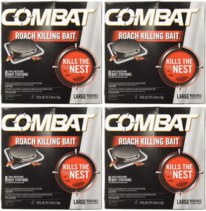 Combat Roach Killing bJEFo Bait, Large Roach Bait Station, 8 Count (4 Pack)