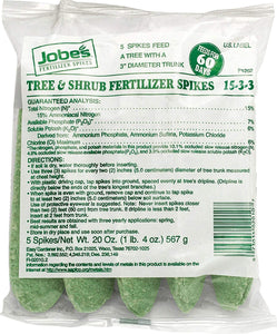 Jobe's Tree & Shrub Fertilizer Spikes, 5 Spikes Clear Bag
