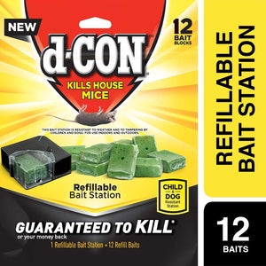 D-Con Corner Fit Mouse Poison Bait Station with 1 Trap and 12 Bait Refills
