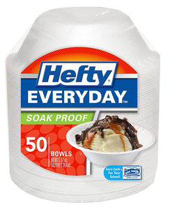 Hefty Medium Round Disposable Foam Bowls - 50 Bowls