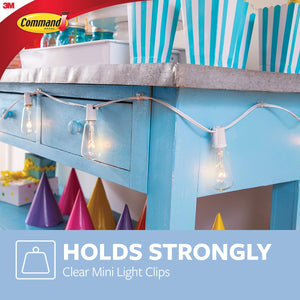 Command Mini Holiday Light Hooks, Great for Holiday Lights, 40 Clips, 48 Strips, Value Pack
