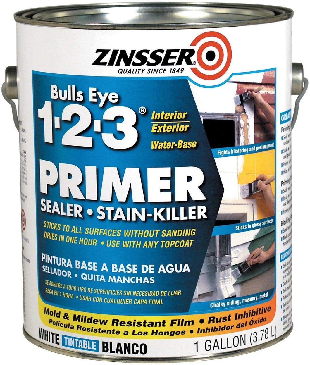 Zinsser Bulls Eye 1-2-3 Primer Sealer Stain Killer 02001 4- Gallons
