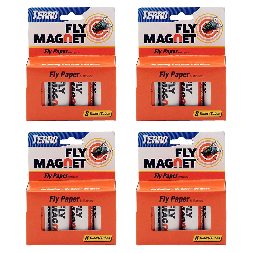 Terro T518 Magnet Sticky Fly Paper Trap, 4 Pack, Orange