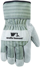 Load image into Gallery viewer, Wells Lamont 4100 Wing Thumb Reinforced Palm Patch Work Glove With Suede Pearl Cowhide Safety Cuff, One Size, Gray