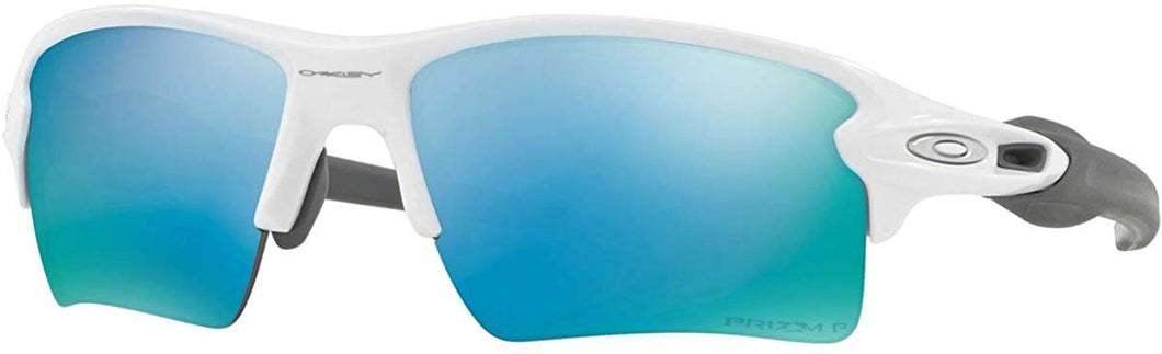 Oakley Men's OO9188 Flak 2.0 XL Rectangular Sunglasses, Polished White/Prizm Deep H2O Polarized, 59 mm