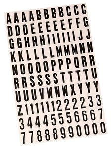 Hy-Ko Products MM-6 Self Adhesive Vinyl Numbers and Letters 1" High, Black & White, 124 Pieces