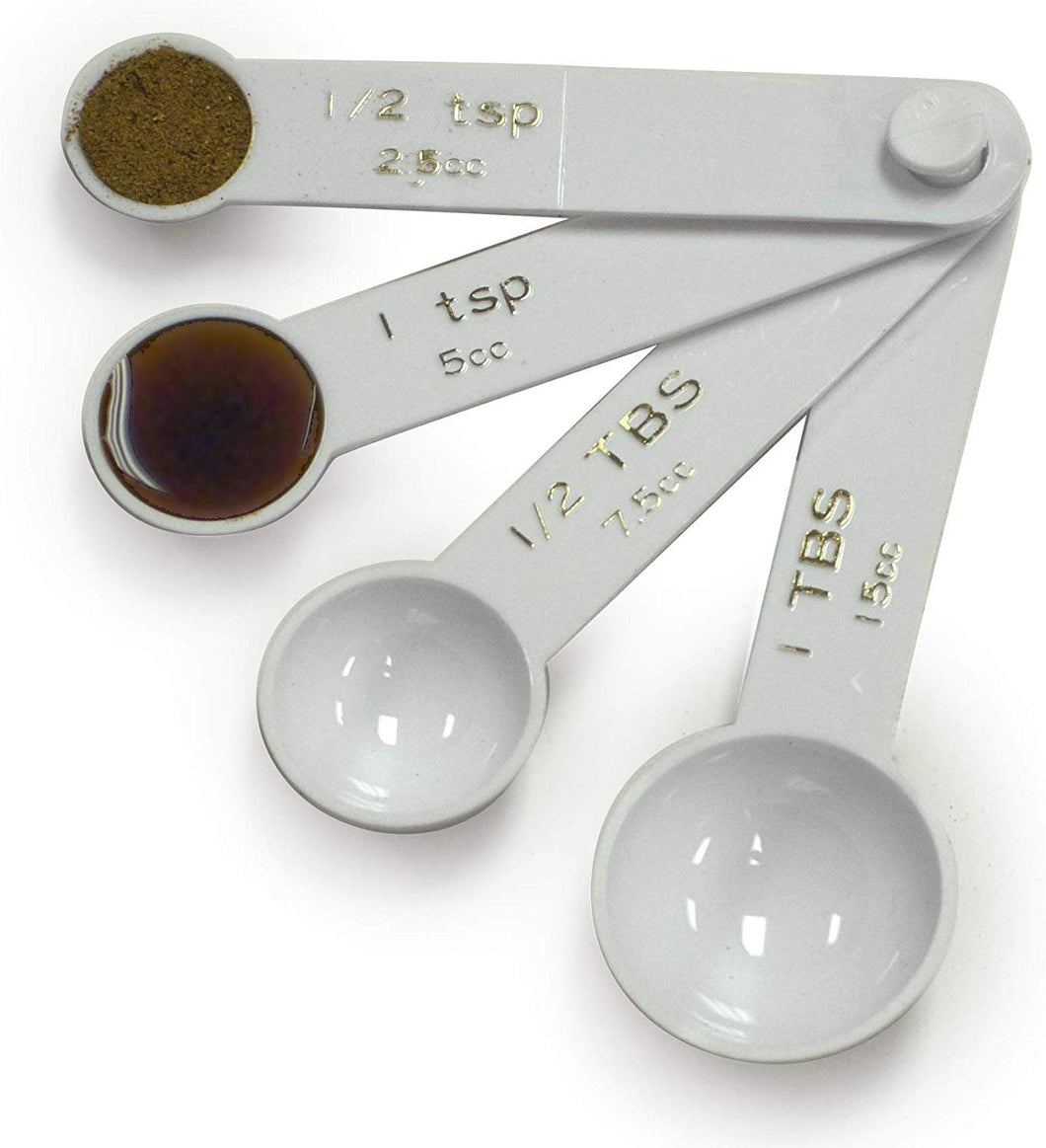 Norpro 3041W Plastic Measuring Spoon Set, Set of 4, 4 Piece, White