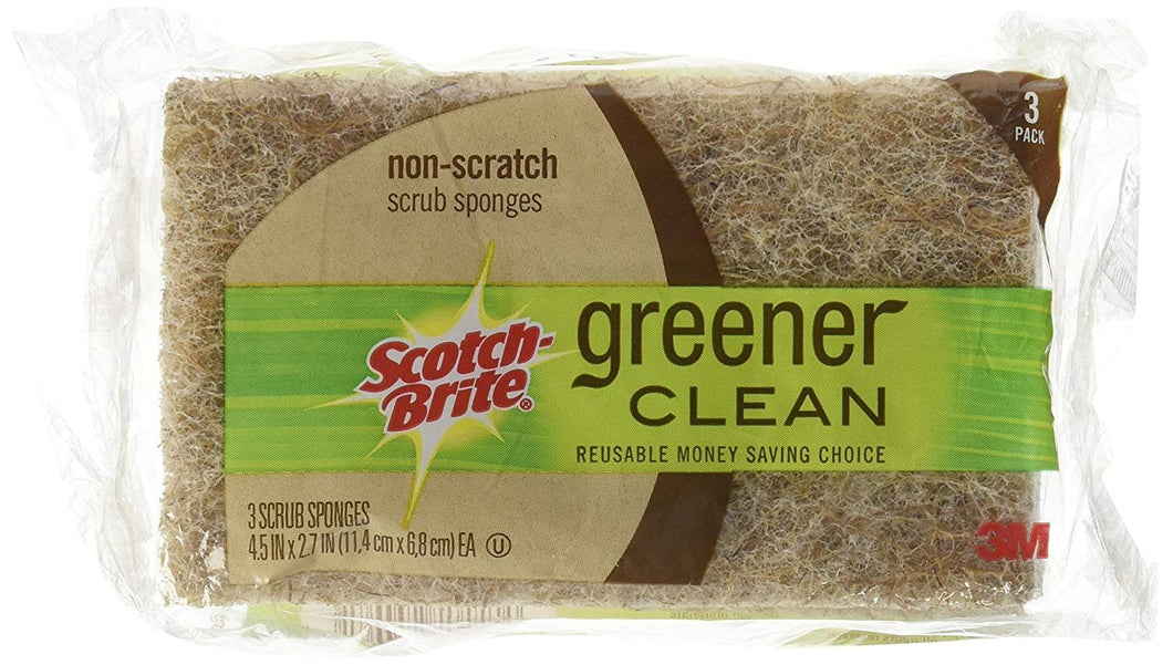 Scotch-Brite Greener Clean Non-Scratch Scrub Sponge, 3/Pack [Set of 2]