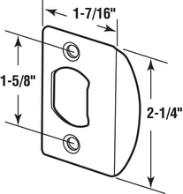 Load image into Gallery viewer, Defender Security E 2234 Standard Latch Strike, 1-5/8 in. Hole Spacing, Steel, Chrome, Pack of 2