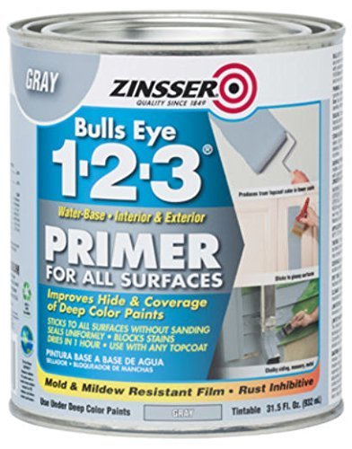 Rust-Oleum 2004 Zinsser Bulls Eye 1-2-3 White Water-Based Interior/Exterior Primer Sealer, 1-Quart