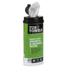 Load image into Gallery viewer, Tub O Towels TW40-GR Granite And Marble Cleaning, Polishing, Sealant All-In-One Wipes (Tub of 40 Wipes)